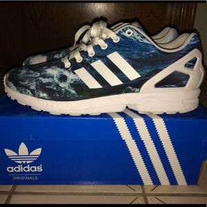 Adidas zx flux trainers shoes blue waves